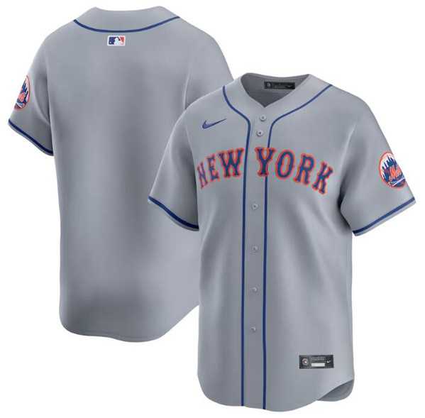 Men%27s New York Mets Blank 2024 Gray Away Limited Stitched Baseball Jersey Dzhi